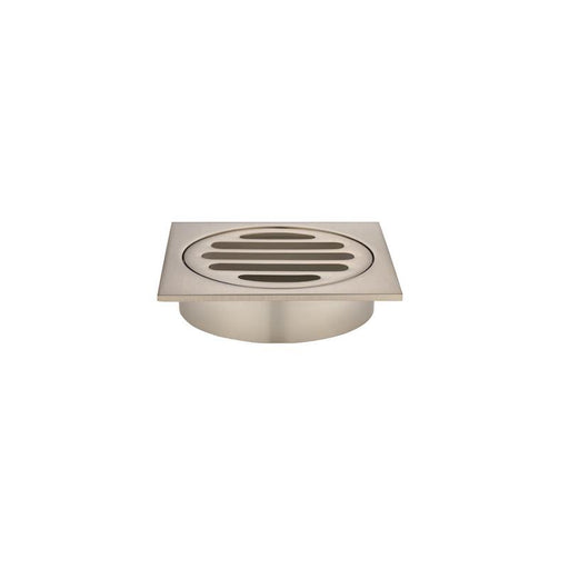 Meir Square Floor Grate Shower Drain 80mm outlet - Champagne-blue-leaf-bathware