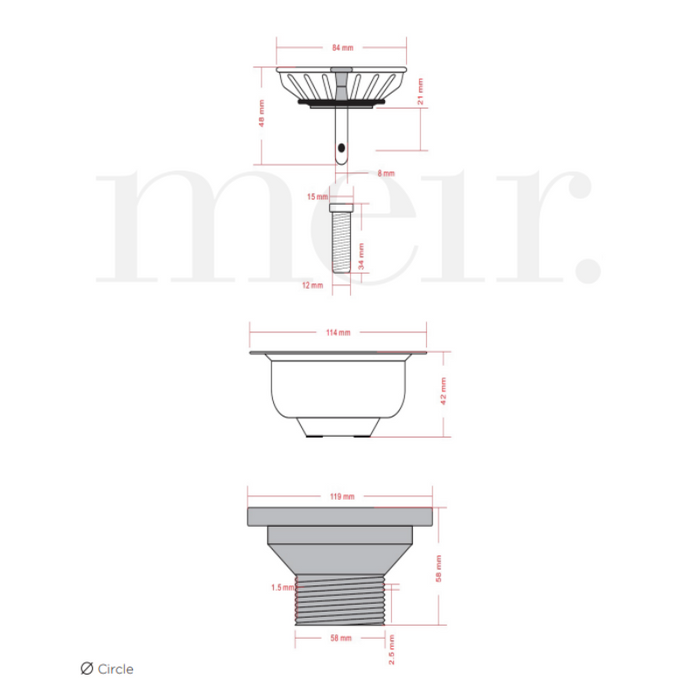 Meir Sink Strainer and Waste Plug Basket with Stopper - Brushed Nickel