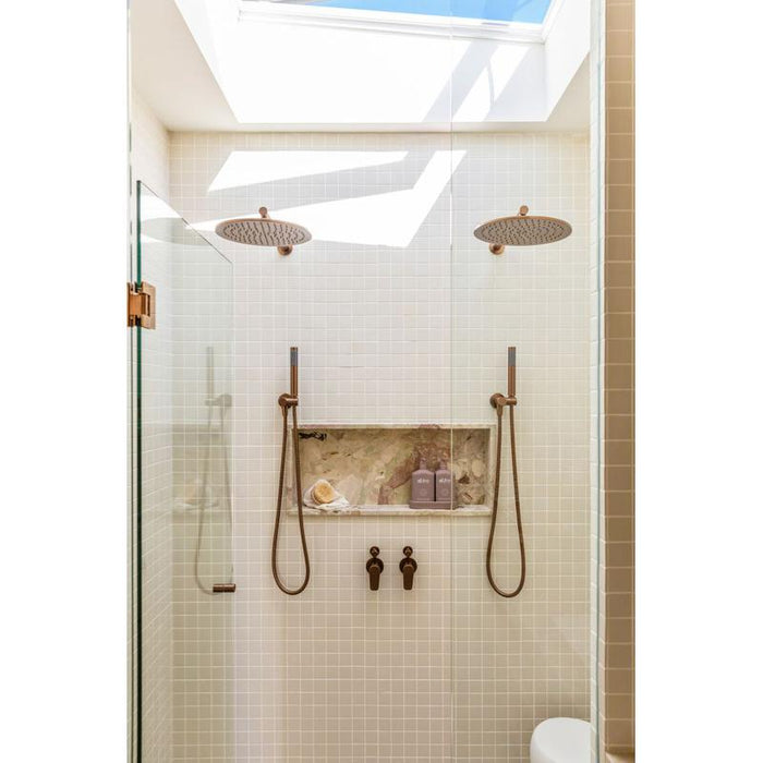 Meir Round Diverter Mixer Paddle Handle Trim Kit (In-wall Body Not Included) - Lustre Bronze-blue-leaf-bathware