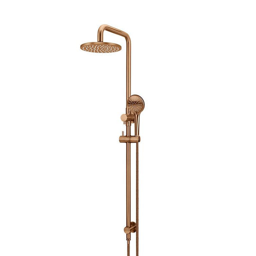 Meir Round Combination Shower Rail 200mm Rose, Three Function Hand Shower - Lustre Bronze-blue-leaf-bathware
