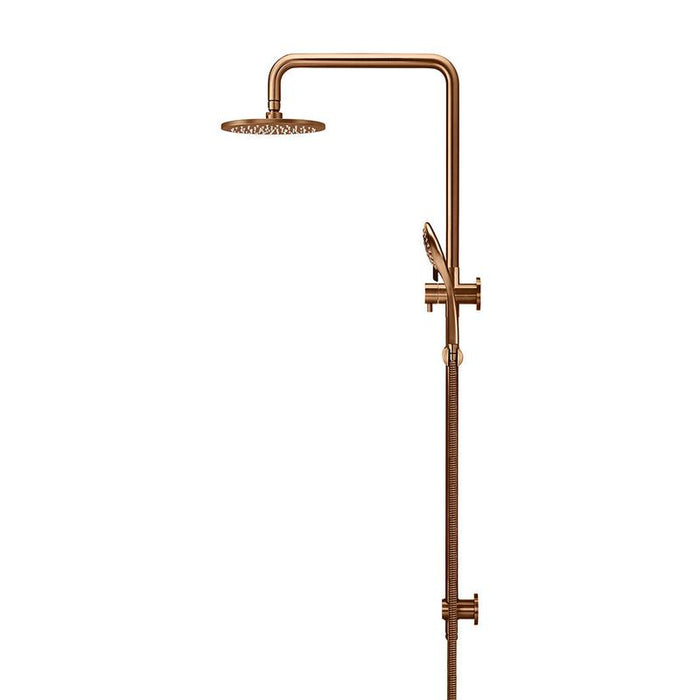 Meir Round Combination Shower Rail 200mm Rose, Three Function Hand Shower - Lustre Bronze-blue-leaf-bathware