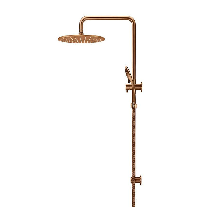 Meir Round Combination Shower Rail 300mm Rose, Three Function Hand Shower - Lustre Bronze-blue-leaf-bathware
