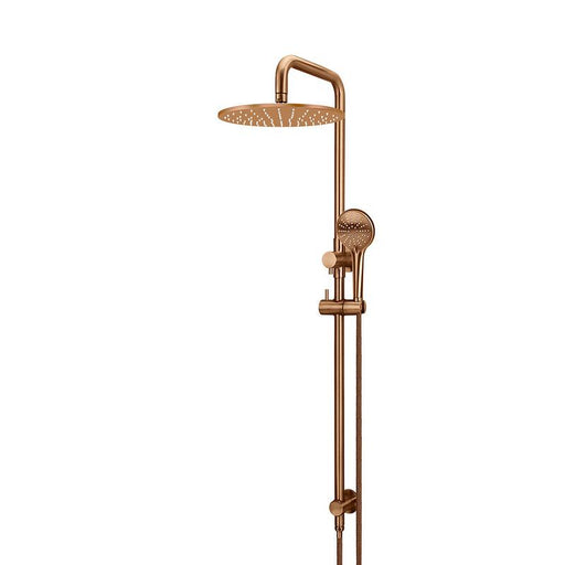 Meir Round Combination Shower Rail 300mm Rose, Three Function Hand Shower - Lustre Bronze-blue-leaf-bathware