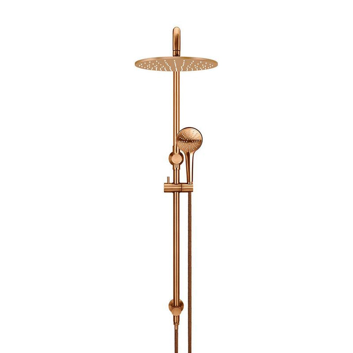 Meir Round Combination Shower Rail 300mm Rose, Three Function Hand Shower - Lustre Bronze-blue-leaf-bathware