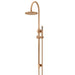 Meir Round Gooseneck Shower Set with 200mm rose, Single-Function Hand Shower - Lustre Bronze-blue-leaf-bathware