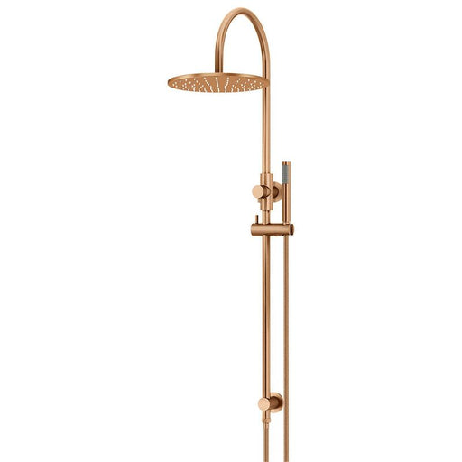 Meir Round Gooseneck Shower Set with 300mm rose, Single-Function Hand Shower - Lustre Bronze-blue-leaf-bathware