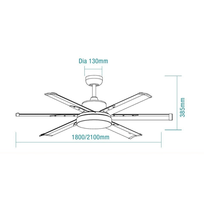 Martec Albatross 72" DC Ceiling Fan With 24W LED Light and Remote - White-MAFML3WR + MAF180W-blue-leaf-bathware