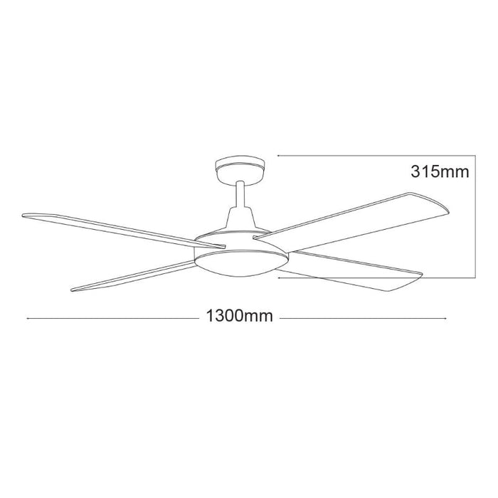 Martec Lifestyle 52" AC Ceiling Fan - Matt Black-DLS134M-blue-leaf-bathware