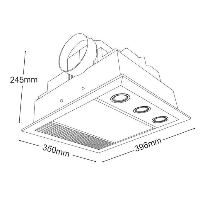 Martec Linear Mini 3-in-1 Bathroom Heater with 3 Heat Lamps, Exhaust Fan and LED Light - White-MBHM1000W-blue-leaf-bathware