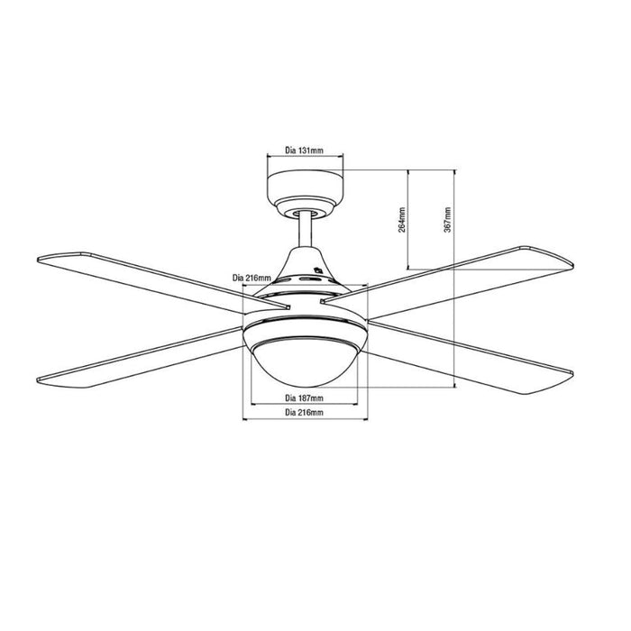 Martec Link 48" AC Ceiling Fan with E27 Light - Matt Black-FSL1244M-blue-leaf-bathware