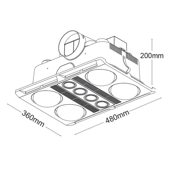 Martec Profile Plus 4 3-in-1 Bathroom Heater with Exhaust Fan - White-MBHP4LW-blue-leaf-bathware