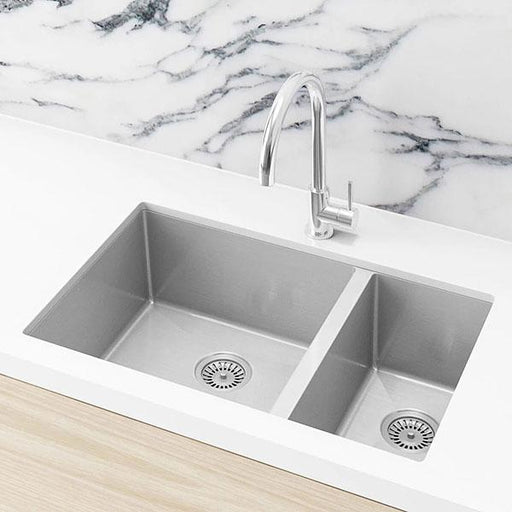 Meir 1 & 1/2 Bowl Kitchen Sink 670mm - Brushed Nickel-MKSP-D670440-NK-blue-leaf-bathware