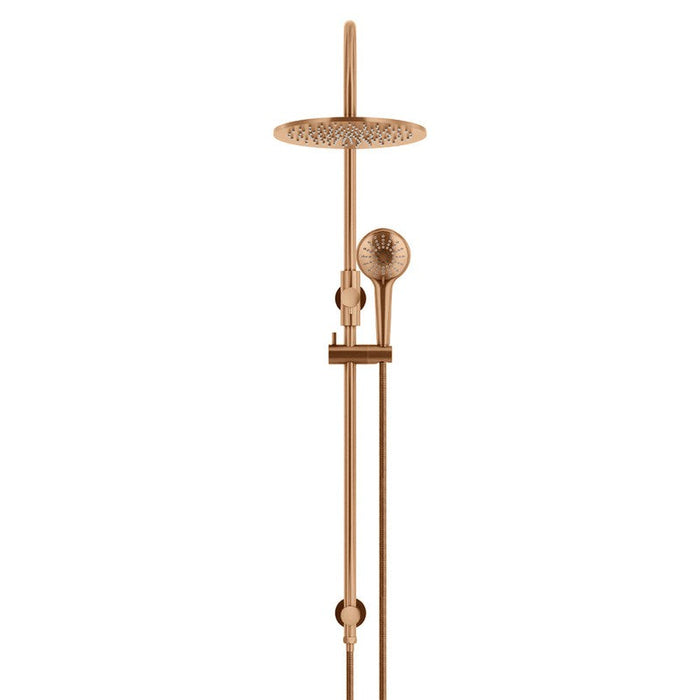 Meir 300mm Round Overhead Shower Rail, Three Function Hand Shower - Lustre Bronze-MZ0906-PVDBZ-blue-leaf-bathware