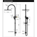 Meir 300mm Round Overhead Shower Rail, Three Function Hand Shower - Lustre Bronze-blue-leaf-bathware
