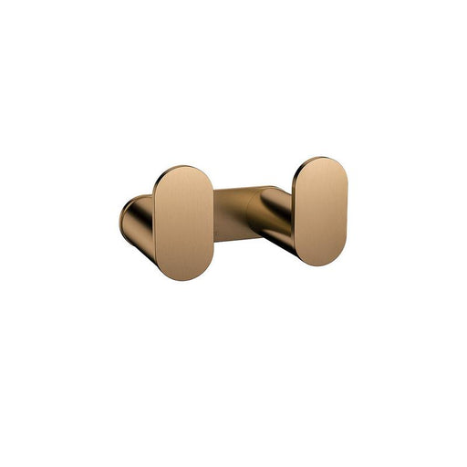 Meir Curvaé Double Robe Hook - Lustre Bronze-blue-leaf-bathware