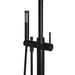 Meir Freestanding Round Bath Mixer with Hand Spray - Black Matte-blue-leaf-bathware