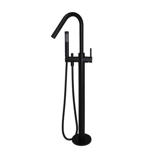 Meir Freestanding Round Bath Mixer with Hand Spray - Black Matte-blue-leaf-bathware