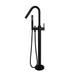 Meir Freestanding Round Bath Mixer with Hand Spray - Black Matte-blue-leaf-bathware