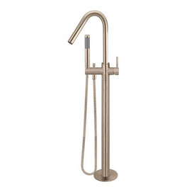 Meir Freestanding Round Bath Mixer with Hand Spray - Champagne-blue-leaf-bathware