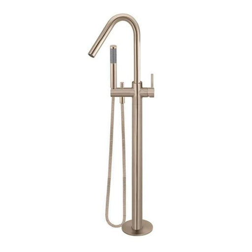 Meir Freestanding Round Bath Mixer with Hand Spray - Champagne-blue-leaf-bathware