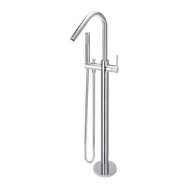 Meir Freestanding Round Bath Mixer with Hand Spray - Chrome-blue-leaf-bathware
