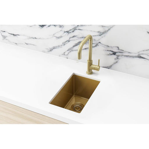 Meir Lavello Bar Sink - Single Bowl 382 x 272 - Brushed Bronze Gold-blue-leaf-bathware