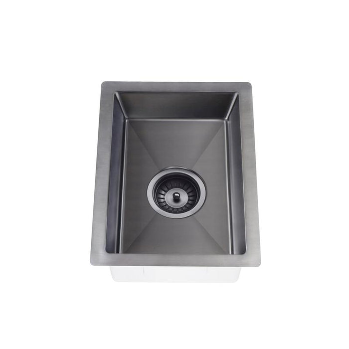 Meir Lavello Bar Sink - Single Bowl 382 x 272 - PVD Brushed Gunmetal-blue-leaf-bathware