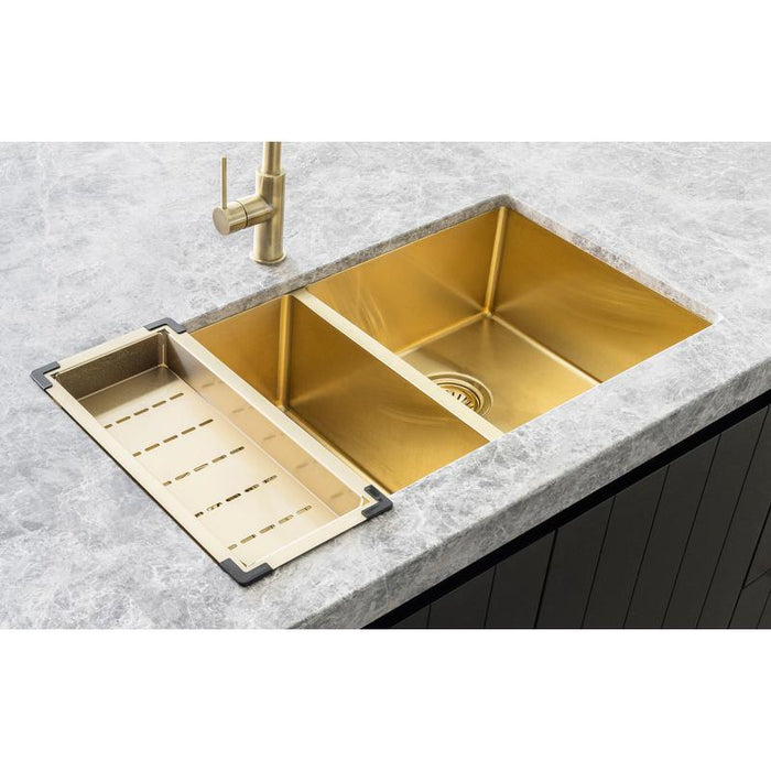 Meir Lavello Kitchen Sink Colander - Brushed Bronze Gold-blue-leaf-bathware