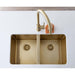 Meir Lavello Kitchen Sink - Double Bowl 760 x 440 - Brushed Bronze Gold-blue-leaf-bathware