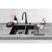 Meir Lavello Kitchen Sink - Double Bowl 860 x 440 - PVD Gunmetal Black-blue-leaf-bathware