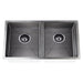 Meir Lavello Kitchen Sink - Double Bowl 860 x 440 - PVD Gunmetal Black-blue-leaf-bathware