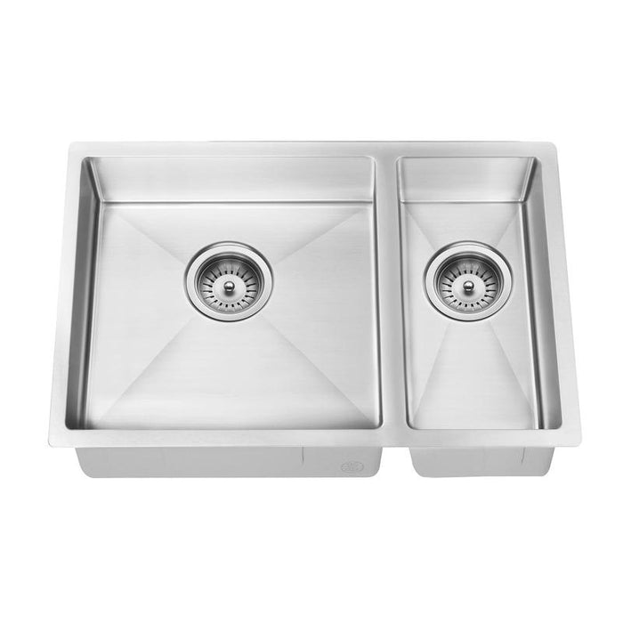 Meir Lavello Kitchen Sink - One & Half Bowl 670 x 440 - PVD Brushed Nickel-blue-leaf-bathware