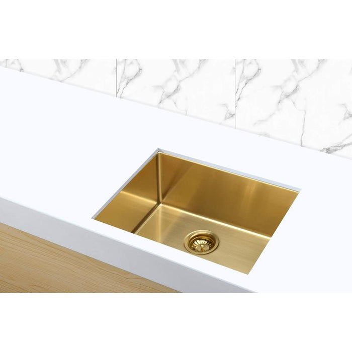 Meir Lavello Kitchen Sink - Single Bowl 450 x 450 - PVD Brushed Bronze Gold-blue-leaf-bathware