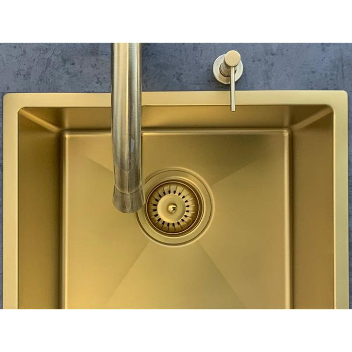 Meir Lavello Kitchen Sink - Single Bowl 450 x 450 - PVD Brushed Bronze Gold-blue-leaf-bathware