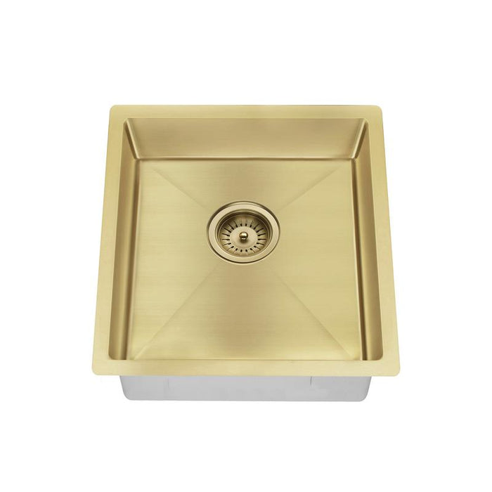 Meir Lavello Kitchen Sink - Single Bowl 450 x 450 - PVD Brushed Bronze Gold-blue-leaf-bathware