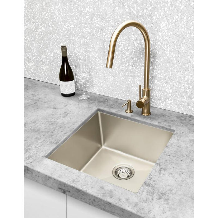 Meir Lavello Kitchen Sink - Single Bowl 450 x 450 - PVD Brushed Nickel-blue-leaf-bathware