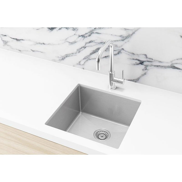 Meir Lavello Kitchen Sink - Single Bowl 450 x 450 - PVD Brushed Nickel-blue-leaf-bathware