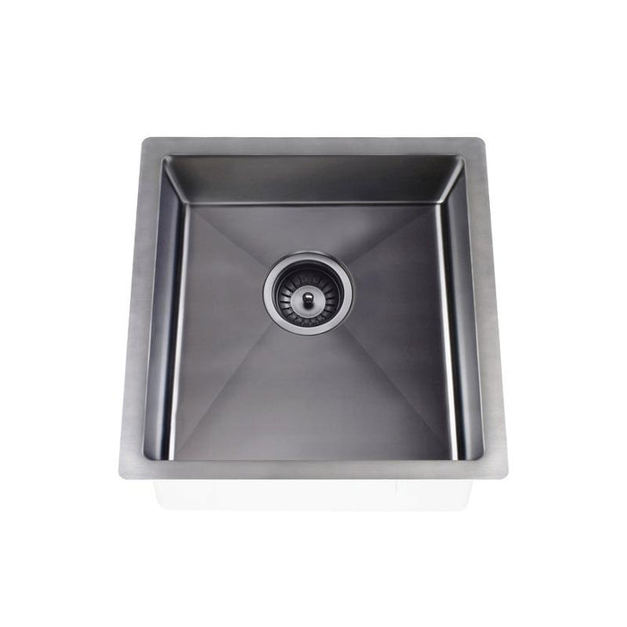 Meir Lavello Kitchen Sink - Single Bowl 450 x 450 - PVD Gunmetal Black-blue-leaf-bathware