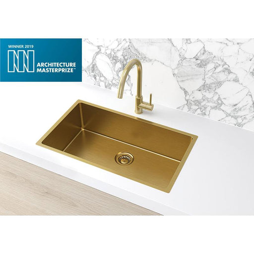 Meir Lavello Kitchen Sink - Single Bowl 760 x 440 - PVD Brushed Bronze Gold-blue-leaf-bathware