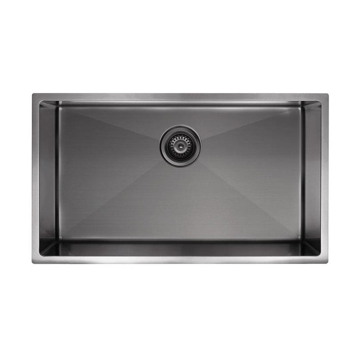 Meir Lavello Kitchen Sink - Single Bowl 760 x 440 - PVD Gunmetal Black-blue-leaf-bathware