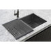 Meir Lavello Stainless Steel rolling mat protector - PVD Gunmetal Black-blue-leaf-bathware