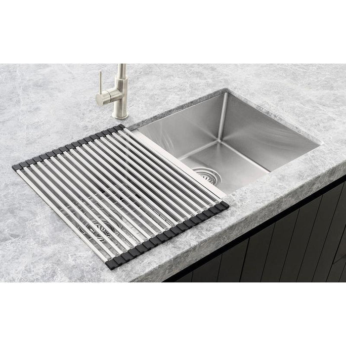 Meir Lavello Stainless Steel rolling mat protector-blue-leaf-bathware