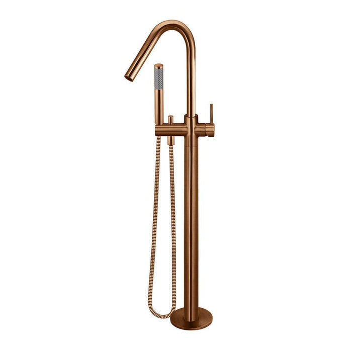Meir Round Freestanding Bath Spout And Hand Shower - Lustre Bronze