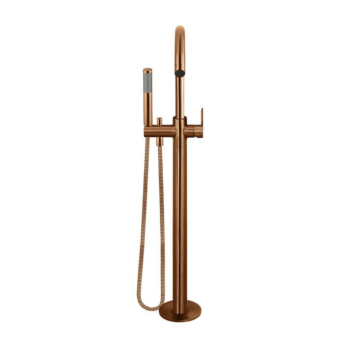Meir Round Paddle Freestanding Bath Spout And Hand Shower - Lustre Bronze