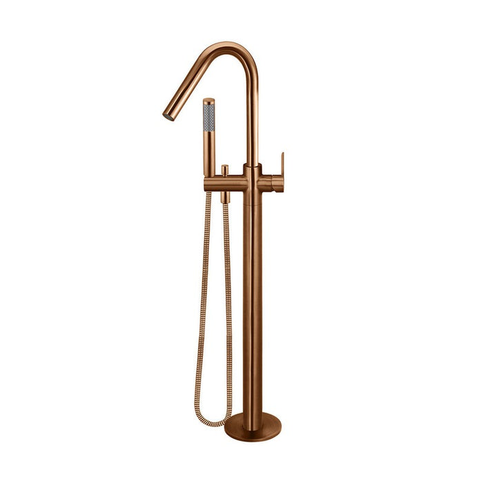 Meir Round Paddle Freestanding Bath Spout And Hand Shower - Lustre Bronze