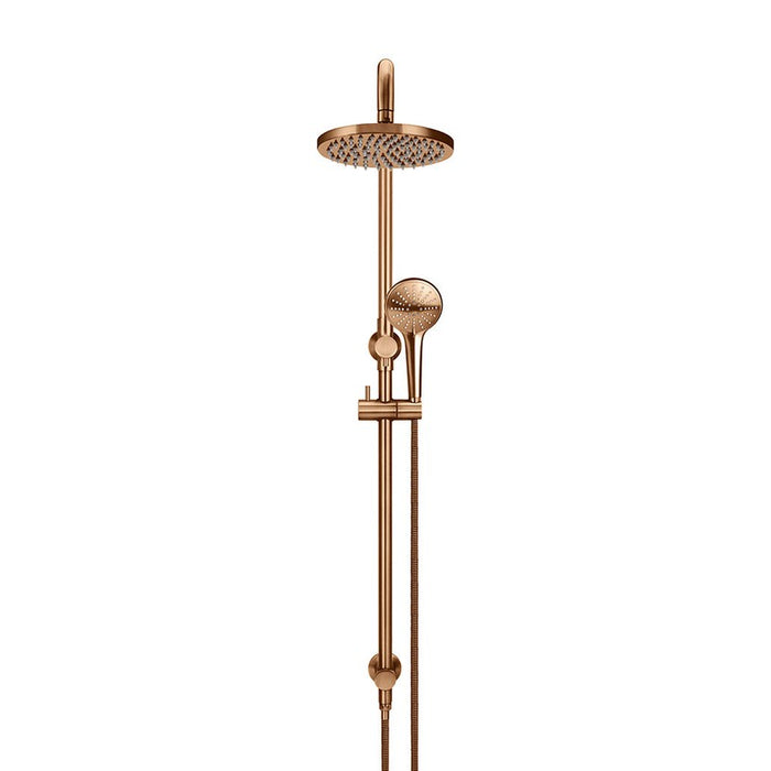 Meir Round Combination Shower Rail 200mm Rose, Three Function Hand Shower - Lustre Bronze