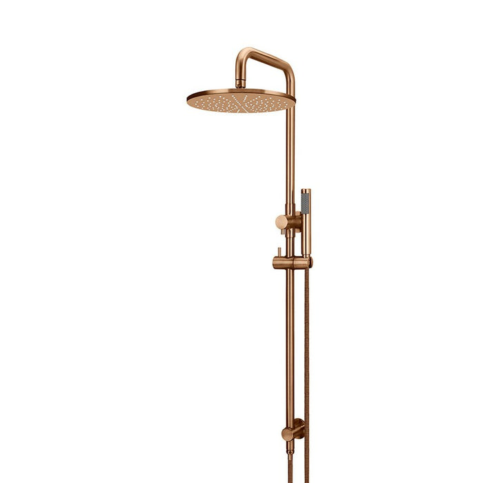 Meir Round Combination Shower Rail, 300mm Rose, Single Function Hand Shower - Lustre Bronze