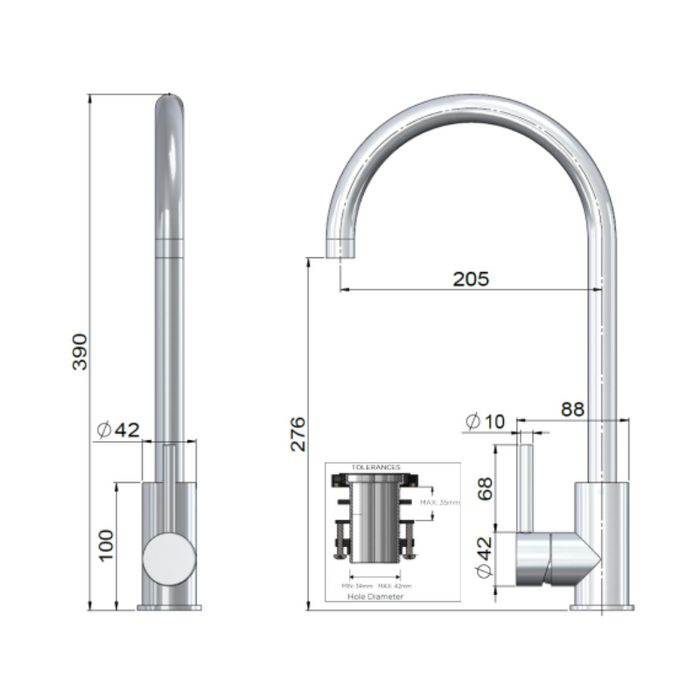 Meir Outdoor Kitchen Mixer - 316 stainless steel-MK10N-SS316-blue-leaf-bathware