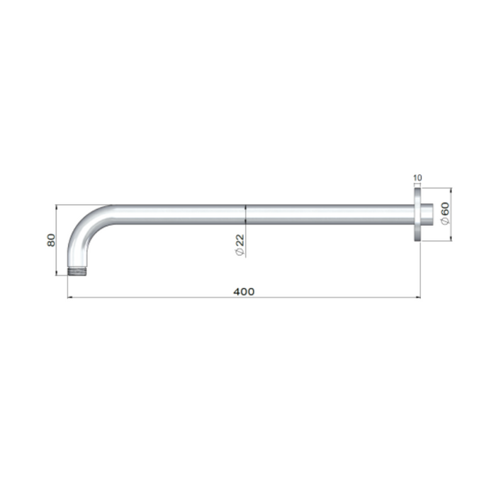 Meir Outdoor Shower Arm 400mm - SS316-MA10N-400-SS316-blue-leaf-bathware