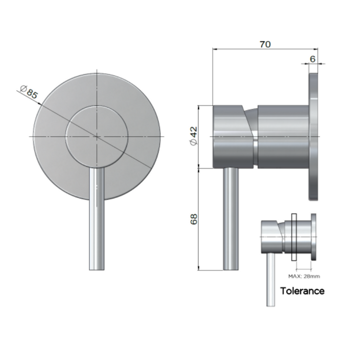 Meir Outdoor Shower Wall Mixer - 316 stainless steel-MW16N-SS316-blue-leaf-bathware